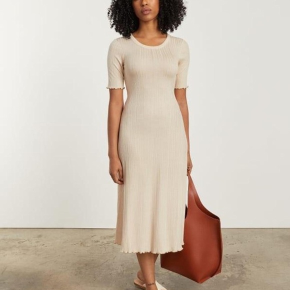 Everlane Dresses & Skirts - Everlane The Japanese Goweave Crossback Parchment Midi Dress Size M #1922